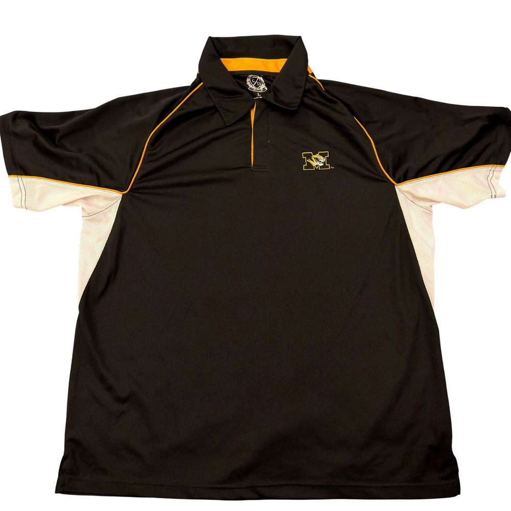 Campus Drive Missouri Tigers Polo Shirt Mens Large Black Gold Mizzou NCAA L